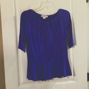 💙Liz Claiborne royal blue pullover top with peplum Womens Small
